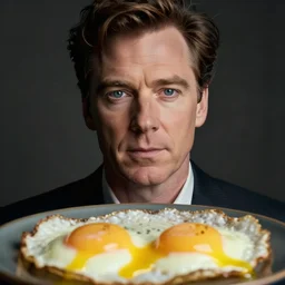 a fried egg with benedict cumberbatch face