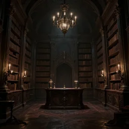 dark sinister vampire lair interior by Hubert Robert, library, adventure game, inspired by Diablo concept art