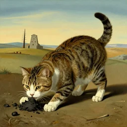 a cat pooping, salvador dali\'s art style, 4k
