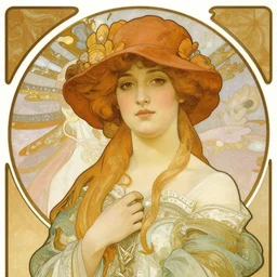 a beautiful lady by alphonse mucha, art noveau, detailed