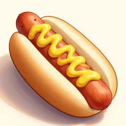 a hotdog with just mustard and garnish on it