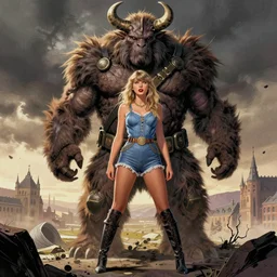 beautiful concept art comic book drawing of taylor swift imitating an uruk - hai by randy vargas and simon bisley