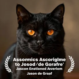an Hyper realistic artwork of a black orange-eyed cat by Jason de Graaf