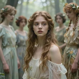 beautiful young goddess by zdzisław beksinski, iris van herpen, jean delville, jeffrey smith, frank cadogan cowper, and alphonse mucha, detailed whimsical ethereal beautiful portrait, shallow depth of field octane render, beautifully lit, visionary, ai biodiversity, otherworldly, surreality, wonderful majestic dreamscape