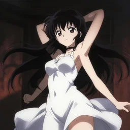 anime visual, portrait of a clothed succubus girl wearing white dress cute face by yoh yoshinari, katsura masakazu, dramatic lighting, dynamic pose, dynamic perspective, strong silhouette, ilya kuvshinov, anime cels, 1 8 mm lens, fstop of 8, rounded eyes, moody, detailed facial features
