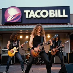 vintage photo of Metallica performing at a Taco Bell, 1993