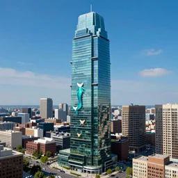 A city of mermaids in a glass aquatic arcology skyscraper in Center City Philadelphia, year 2053, ultra high resolution, highly detailed, painted by Vladimir Kush