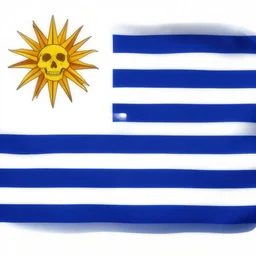 Flag of uruguay with a skull instead of a sun