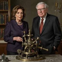 Nancy Pelosi Warret Buffett War Machine artstation, by J. C. Leyendecker and Peter Paul Rubens