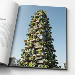 biophilic architecture, simple towering utopian, magazine photography