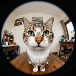 cat that can do everything fisheye, retro, motivation