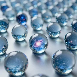 large field of glass orbs that have a universe inside