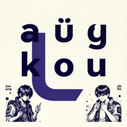 latin letters on a plain background japanese cyberpunk chinese illustration concept art trending on arstation 4 k, graphic design, by kim jung ji, katsuhiro otomo and junji ito