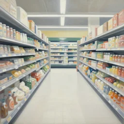 a beautiful painting of a pristine and sterile supermarket grocery store, representative of the art style of artgerm and wlop and peter mohrbacher, portrait