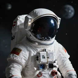 Lonely Cosmonaut in space, close-up, trending on artstation, 90mm, by Noah Bradley