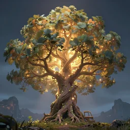 the tree of luminescence, a majastic and ethereal fantasy tree, by popular on deviantart, popular on behance hd, ranked on artstation, hyperdetailed fantasy art