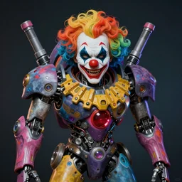 a beautiful hyperrealistc portrait of a psychedelic mecha clown merged with hydron collider by tom bagshaw and brian sum