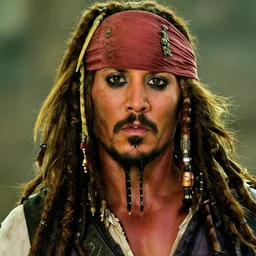 Film still close-up shot of Dwayne Johnson as Captain Jack Sparrow with Dwayne The Rock Johnsons face from the movie Pirates of the Caribbean. Dwayne The Rock Johnson Photographic, photography