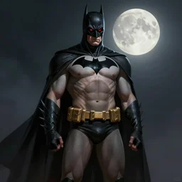 elegant full body portrait of a slim athletic muscular old mature angry batman, piercing bright red eyes, and pale skin, fantasy, intricate, highly detailed, digital painting, artstation, concept art, smooth, sharp focus, illustration, matte, dramatic, full moon, art by artgerm and greg rutkowski and alphonse mucha, mark brookes, jim burns, tom bagshaw, artstation