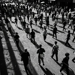 A mosh pit, frantic, chaotic, b&w, are bure boke, by Daido Moriyama