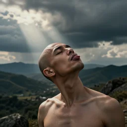 licking bald man's head