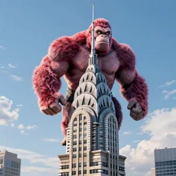 anime king kong on top of the chrysler building by terry wei, 3 d art, highly detailed, epic lighting, trending on artstation