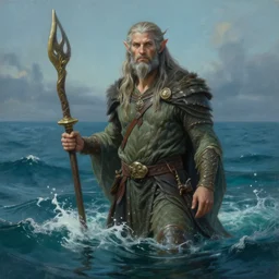 a druid of the sea in the style of Justin Gerard, realistic painting, high definition, digital art, matte painting, very detailed, realistic