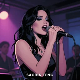 a colorful comic noir illustration of a hauntingly beautiful woman singing the blues in new orleans by sachin teng, by queens of the stone age, dark vibes, pastel lighting, cinematic, depth of field, 8 k, high contrast