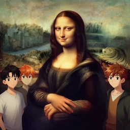 monalisa by james jean, by rossdraws, frank franzzeta, mcbess, sakimichan, brosmind, steve simpson