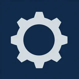 a vectorized angled blue - grey gear icon