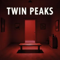Still frame the retro Twin Peaks, depicting the red room scene from Twin Peaks, directed by Nobuhiko Obayashi