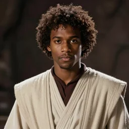 portrait of a man by greg rutkowski, young jedi master, afroamerican, star wars expanded universe, he is about 3 0 years old, wearing jedi robes.