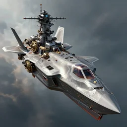 a futuristic f-35 trimaran battleship, cyberpunk, fantasy, 3d printed skeleton, gears, highly detailed, hyperrealistic render, digital painting, artstation, CGSociety, epic lighting, concept art, sharp focus, art by joseph cross, Erik Kangas, greg rutkowski, Ryoji, and syd mead