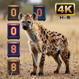 professional digital art of a hyena with 8 0's arcade patterns, hd, 4 k, 8 k