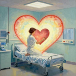 love and hearts in the glowing hospital painted by greg rutkowski thomas kincade