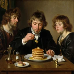 a beautiful painting of the artist formally known as prince eating pancakes by john everett millais and dante gabriel rossetti and john collier and john william waterhouse, preraphaelite, detailed, trending on artstation, hd, masterpiece