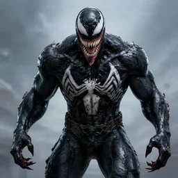 venom combined with batman, venomized, creepy art, hyperrealistic art, digital art, cinematographic, concept art, artstation, 8 k