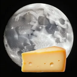an telescope image of the moon made of cheese