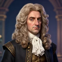 portrait of Isaac Newton, Isaac Newton, Isaac Newton as as character in Monsters, Inc., digital art, 4 K, detail
