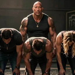 people bowing down to dwayne johnson