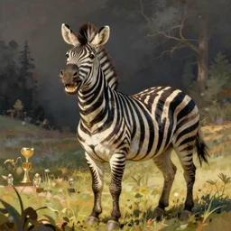 a happy, laughing zebra. art by walter crane