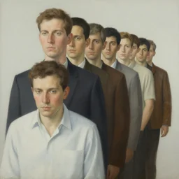 A detailed surrealism painting of a man behind a man behind a man behind a man behind a man behind a man behind a man behind a man behind a man behind a man behind a man behind a man behind a man in a straight line