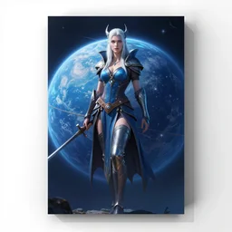hyperrealist cover of sylvanas windrunner on a blue planet. by bayard wu, fantasy, photorealistic, octane render, unreal engine, dynamic lighting, trending on artstation, poster, volumetric lighting, very detailed faces, 4 k, award winning