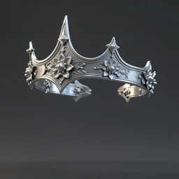 realistic, 3 d render, detailed, intricate, fine, silver, elven circlet, little flower detail