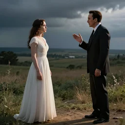 Matpat from Game theory getting asked out by Nicholas cage in a white dress, photograph
