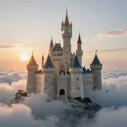 a castle made of clouds, setting sun, in the style of Jordan grimmer, trending on art station