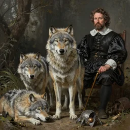 wolves and their treasures. hyperrealism, octane render, highly detailed digital painting by david caspar friedrich and caravaggio