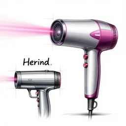 a hybrid between a hair dryer and a laser gun, product design sketch