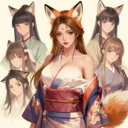 A beautiful digital concept portrait of a beautiful, shapely woman with fox ears wearing a kimono, by Stanley Artgerm Lau, WLOP, Rossdraws, LeraPi, and Sakimichan, trending on ArtStation, deviantart, SFW version