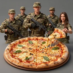 Army of pizzas, concept art by Noah Bradley, Darek Zabrocki, Tyler edlin, Jordan Grimmer, Neil Blevins, James Paick, Natasha Tan, highly detailed, ultra detailed, ultra realistic, trending on artstation